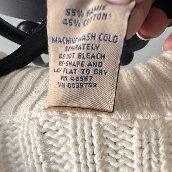 High Sierra Chunky Cable Knit Zip Sweater Cream Ivory Bobble Detail Size M - Picture 9 of 9